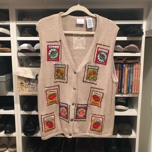 Bobbie Brooks Sunflower Sweater size XL Tan Floral